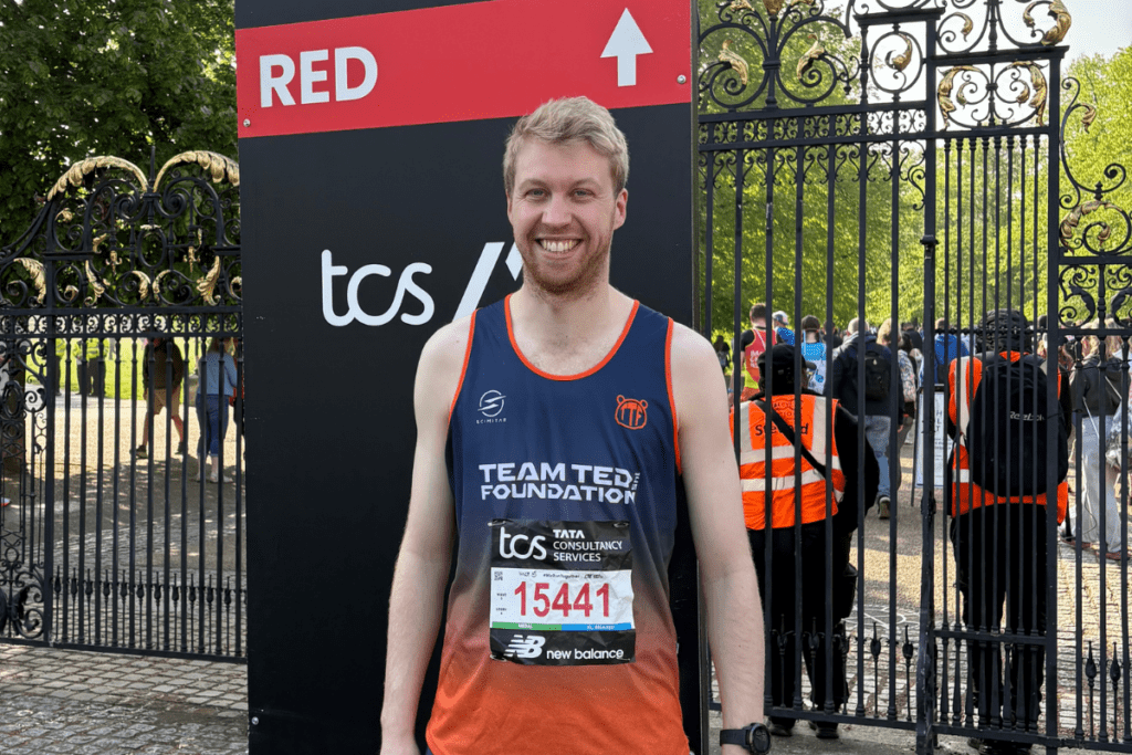 A man doing the London Marathon for Team Ted Foundation